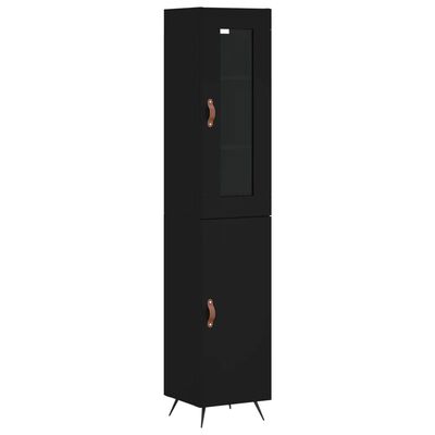 vidaXL Highboard Schwarz 34,5x34x180 cm Holzwerkstoff