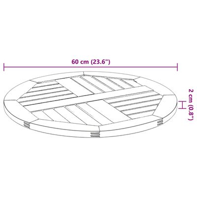 vidaXL Tischplatte Ø60x2 cm Rund Massivholz Akazie