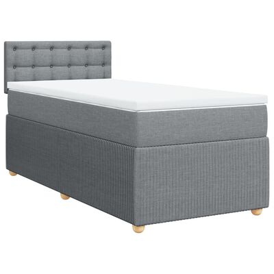 vidaXL Boxspringbett mit Matratze Hellgrau 90x200 cm Stoff