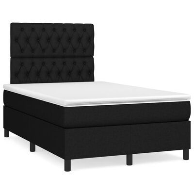 vidaXL Boxspringbett mit Matratze & LED Schwarz 120x190 cm Stoff