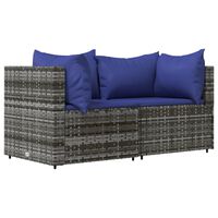 vidaXL Garten-Ecksofas mit Kissen 2 Stk. Grau Poly Rattan