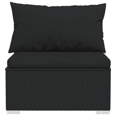 vidaXL 7-tlg. Garten-Lounge-Set mit Auflagen Poly Rattan Schwarz