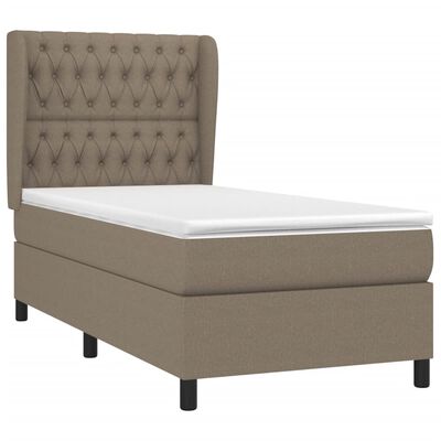 vidaXL Boxspringbett mit Matratze Taupe 90x190 cm Stoff