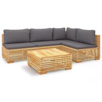 vidaXL 5-tlg. Garten-Lounge-Set mit Kissen Massivholz Teak