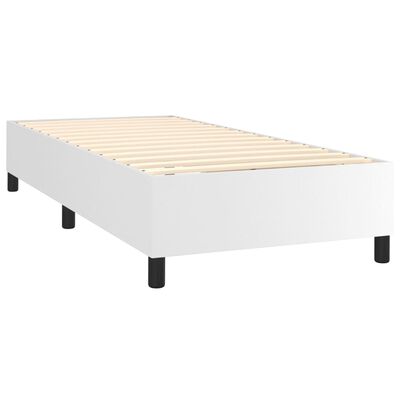 vidaXL Boxspringbett mit Matratze Weiß 90x190 cm Kunstleder