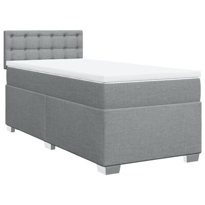 vidaXL Boxspringbett mit Matratze Hellgrau 90x200 cm Stoff