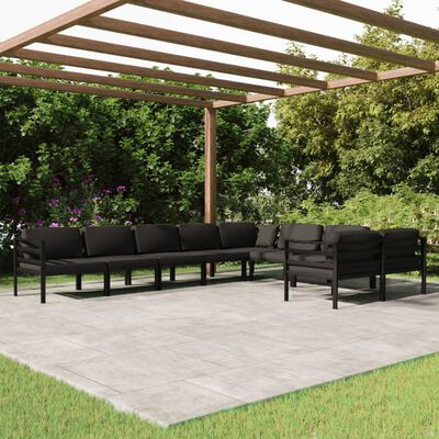 vidaXL 9-tlg. Garten-Lounge-Set mit Kissen Aluminium Anthrazit