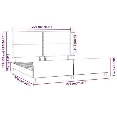 vidaXL Bettgestell mit Kopfteil Schwarz 200x200 cm Stoff