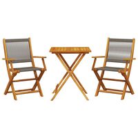 vidaXL 3-tlg. Bistro-Set Grau Polypropylen und Massivholz