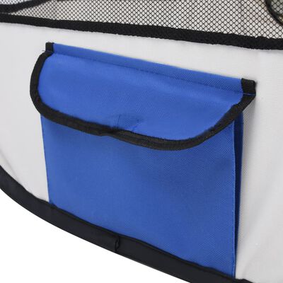 vidaXL Faltbarer Welpenlaufstall mit Tragetasche Blau 125x125x61 cm