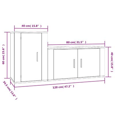 vidaXL 2-tlg. TV-Schrank-Set Grau Sonoma Holzwerkstoff