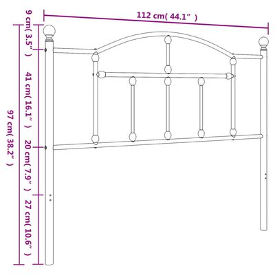 vidaXL Kopfteil Metall Weiß 107 cm