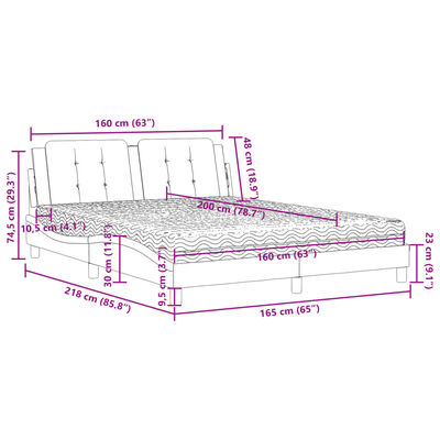 vidaXL Bett mit Matratze Braun 160x200 cm Kunstleder