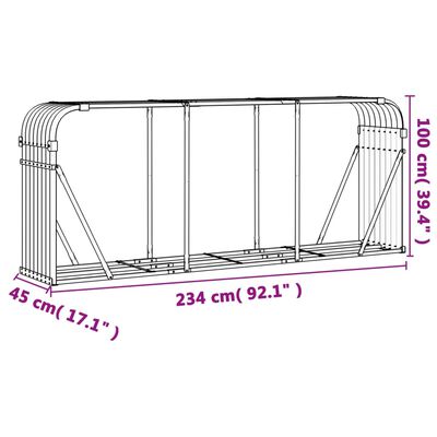 vidaXL Kaminholzunterstand Anthrazit 234x45x100 cm Verzinkter Stahl