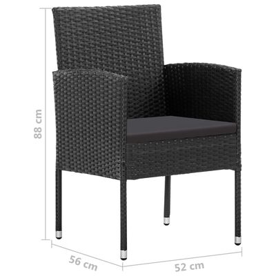 vidaXL 7-tlg. Garten-Essgruppe Poly Rattan Schwarz