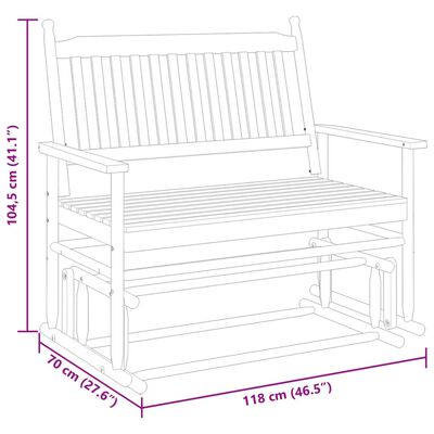 vidaXL Schaukelbank Braun 118x70x104,5 cm Massivholz Pappel