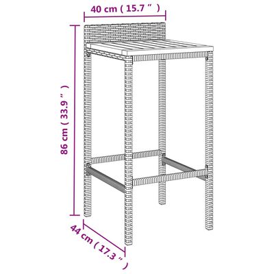 vidaXL 3-tlg. Gartenbar-Set Schwarz Poly Rattan & Massivholz Akazie