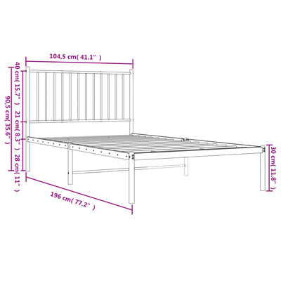 vidaXL Bettgestell mit Kopfteil Metall Weiß 100x190 cm