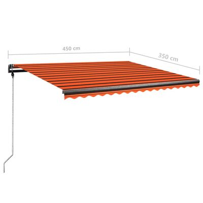 vidaXL Markise Manuell Einziehbar mit LED 450x350 cm Orange und Braun