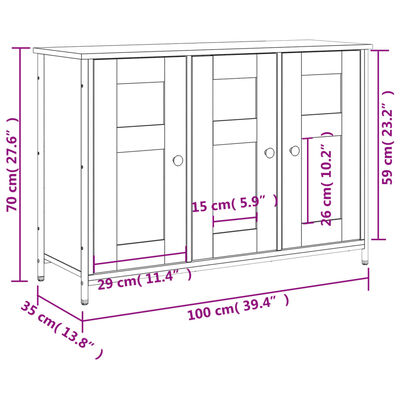 vidaXL Sideboard Braun Eichen-Optik 100x35x70 cm Holzwerkstoff