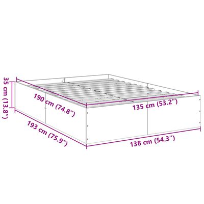 vidaXL Bettgestell Schwarz 135x190 cm Holzwerkstoff