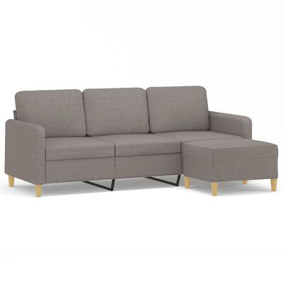 vidaXL 3-Sitzer-Sofa mit Hocker Taupe 180 cm Stoff