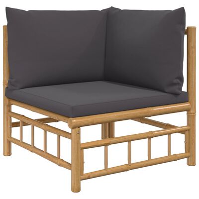 vidaXL 6-tlg. Garten-Lounge-Set mit Dunkelgrauen Kissen Bambus