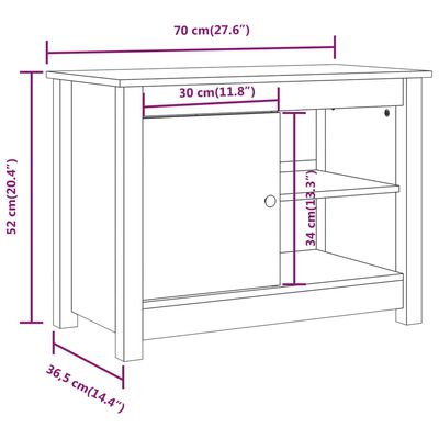 vidaXL TV-Schrank 70x36,5x52 cm Massivholz Kiefer