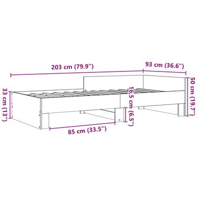 vidaXL Bettgestell ohne Matratze Sonoma-Eiche 90x200 cm Holzwerkstoff