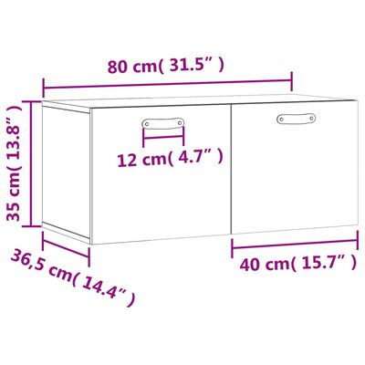 vidaXL Wandschrank Braun Eichen-Optik 80x36,5x35 cm Holzwerkstoff