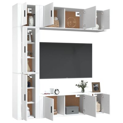 vidaXL 7-tlg. TV-Schrank-Set Weiß Holzwerkstoff