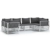 vidaXL 6-tlg. Garten-Lounge-Set mit Kissen Weiß Stahl