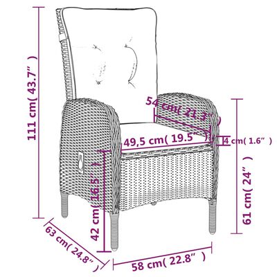 vidaXL 5-tlg. Garten-Essgruppe Poly Rattan Schwarz