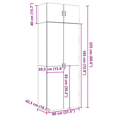 vidaXL Hochschrank Räuchereiche 80x42,5x225 cm Holzwerkstoff