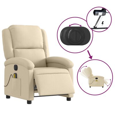 vidaXL Massagesessel Elektrisch Creme Stoff