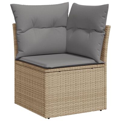 vidaXL 5-tlg. Garten-Sofagarnitur mit Kissen Beige Poly Rattan