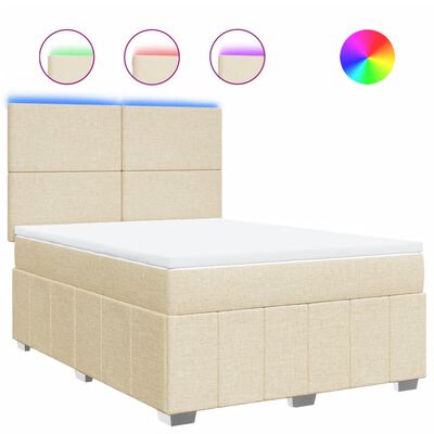 vidaXL Boxspringbett mit Matratze Creme 160x200 cm Stoff