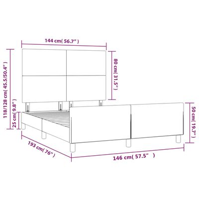 vidaXL Bettgestell ohne Matratze Dunkelblau 140x190 cm Samt