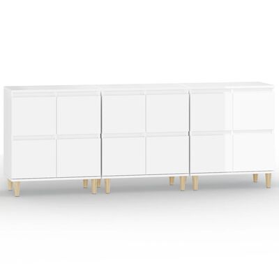 vidaXL Sideboards 3 Stk. Hochglanz-Weiß 60x35x70 cm Holzwerkstoff