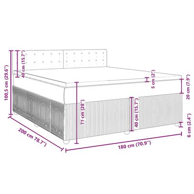 vidaXL Boxspringbett mit Matratze Hellgrau 180x200 cm Samt