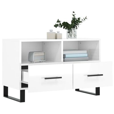 vidaXL TV-Schrank Hochglanz-Weiß 80x36x50 cm Holzwerkstoff