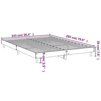 vidaXL Bettgestell ohne Matratze Räuchereiche 140x200 cm Holzwerkstoff