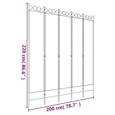 vidaXL 5-tlg. Paravent Anthrazit 200x220 cm Stoff