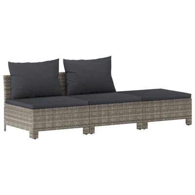 vidaXL 7-tlg. Garten-Lounge-Set mit Kissen Grau Poly Rattan