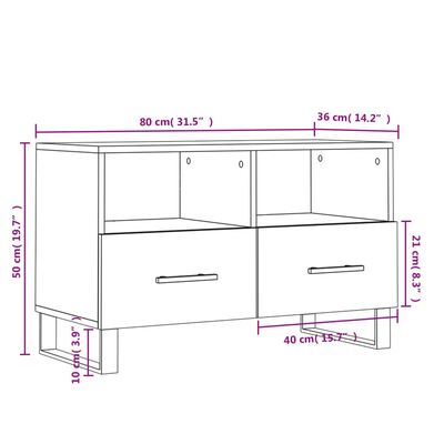 vidaXL TV-Schrank Schwarz 80x36x50 cm Holzwerkstoff