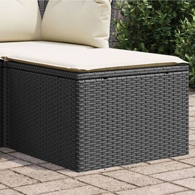 vidaXL Gartenhocker mit Kissen Schwarz 55x55x37 cm Poly Rattan