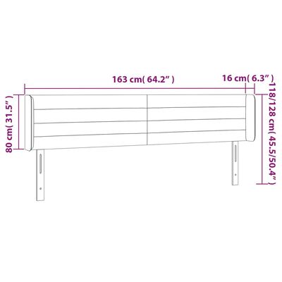 vidaXL Kopfteil mit Ohren Hellgrau 163x16x78/88 cm Stoff