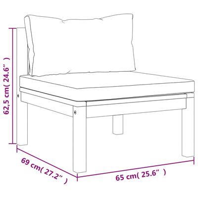 vidaXL 9-tlg. Garten-Lounge-Set mit Creme Kissen Massivholz Akazie