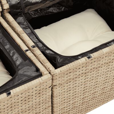 vidaXL 6-tlg. Garten-Sofagarnitur mit Kissen Beige Poly Rattan