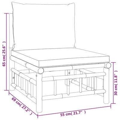 vidaXL 4-tlg. Garten-Lounge-Set mit Dunkelgrauen Kissen Bambus